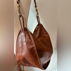 Palizzio Vintage Elegant Brown Leather Shoulder Bag